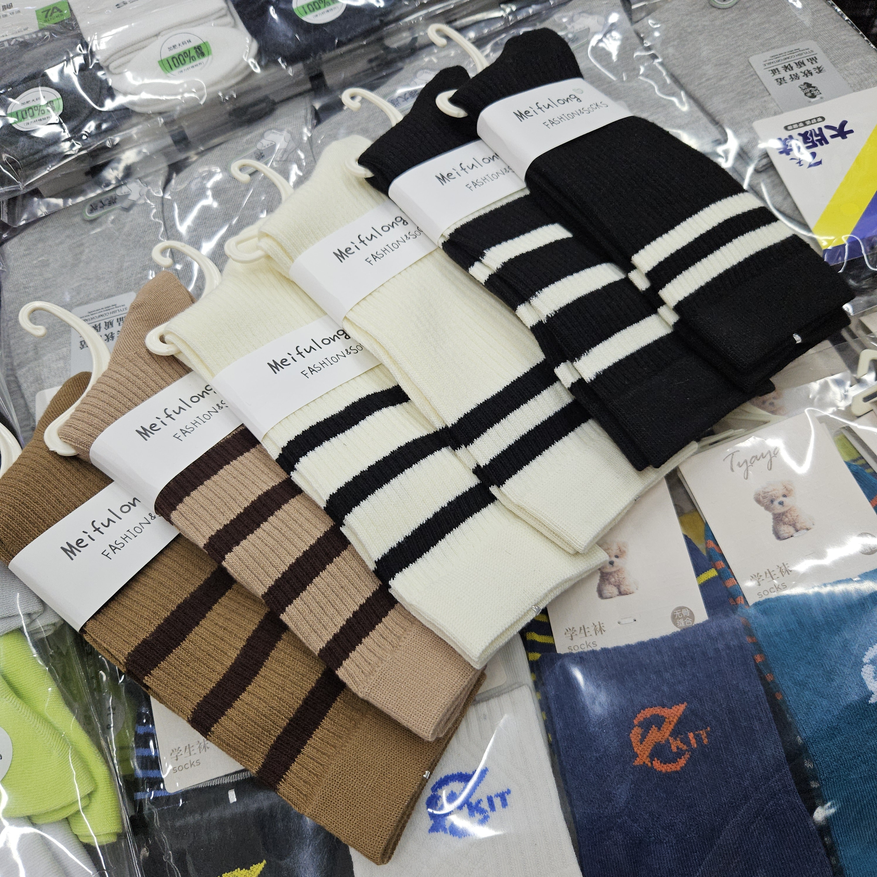 女袜纯棉高帮袜堆堆袜小腿袜