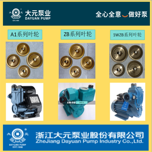 浙江大元水泵新沪水泵大元自吸泵原装铜叶轮增压泵铜叶轮水叶配件