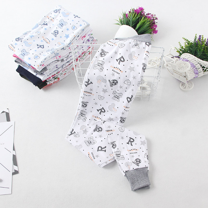 包邮全棉睡裤单裤童裤儿童秋裤纯棉单条春秋薄款男女童加档棉毛裤