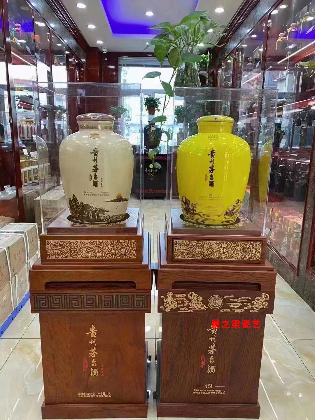 陶瓷空酒坛30斤名山猴王家居装饰酒柜摆件酒馆陈设店面迎宾柜台