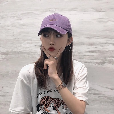 Mrakeai Kyyds MK显脸小帽子复古棒球帽字母刺绣水洗牛仔鸭舌帽春