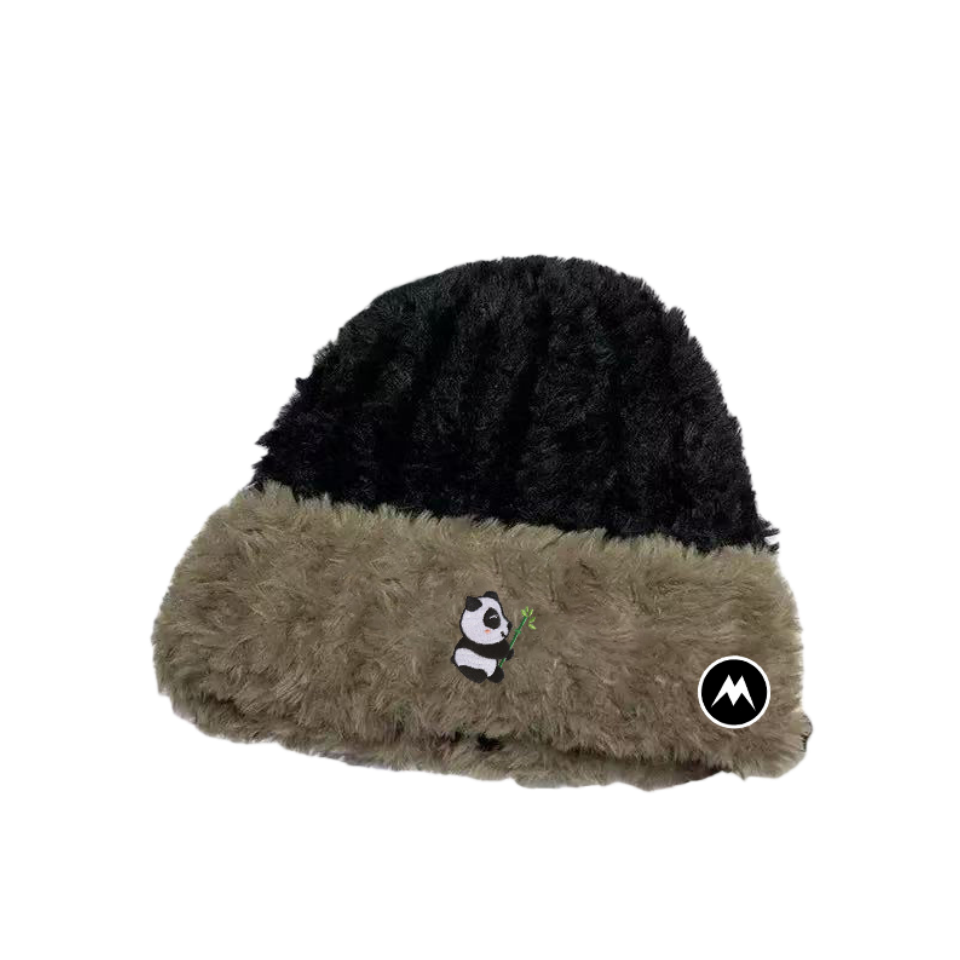 Mrakeai Kyyds MK毛绒帽男女通用拼色针织冬季保暖护耳百搭毛线帽