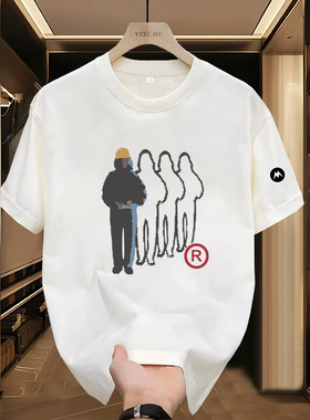 Mrakeai Kyyds MK通勤风T恤韩版男女通用短袖圆领舒适百搭日常潮