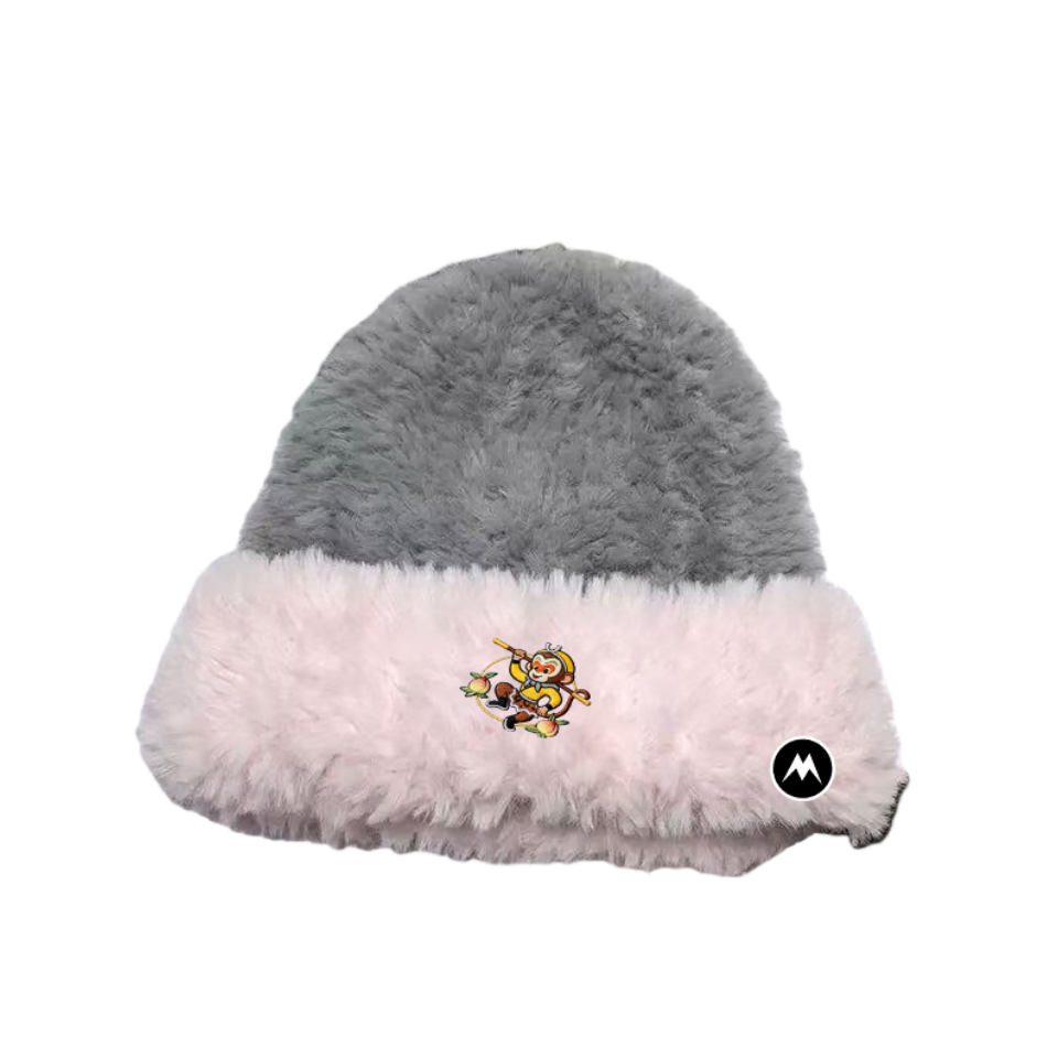 Mrakeai Kyyds MK新款猴年限定毛绒帽男女通用拼色秋冬保暖毛线帽