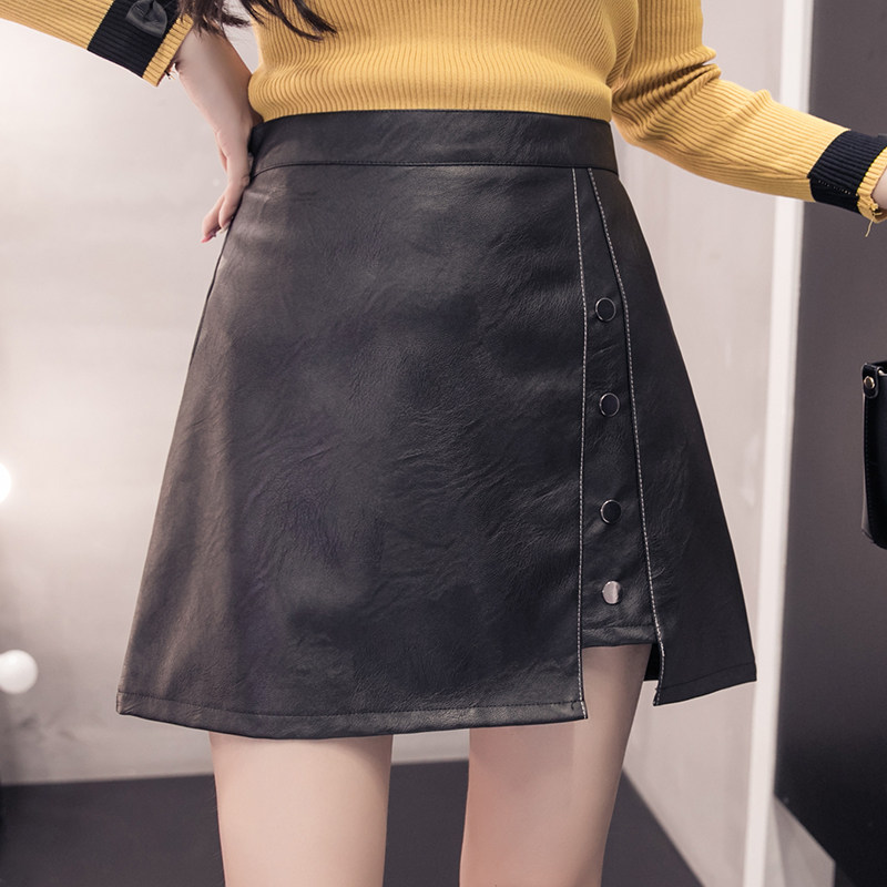 秋冬新款韩版女装时尚修身百搭洗水PU皮裙高腰包臀a字显瘦短裤裙在类目 女装/女士精品, 半身裙中 - 来自Buy2taobao.com提供专业的淘宝代购服务