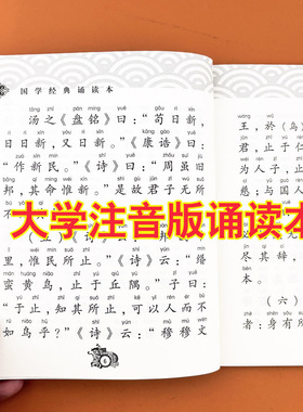 大学中庸注音版大字诵读本正版儿童经典诵读译注论语孟子中庸大学四书全 原著原文注释译注文白对照儒家中学生小学生成人