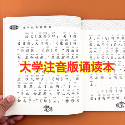 大学中庸注音版大字诵读本正版儿童经典诵读译注论语孟子中庸大学四书全 原著原文注释译注文白对照儒家中学生小学生成人