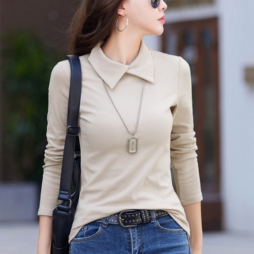 polo领长袖t恤女2026新款春秋修身磨毛打底衣衫内搭高级感可外穿