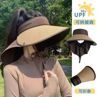 【玉米专享】防紫外线宝宝遮阳帽黑胶草帽大檐防晒帽女
