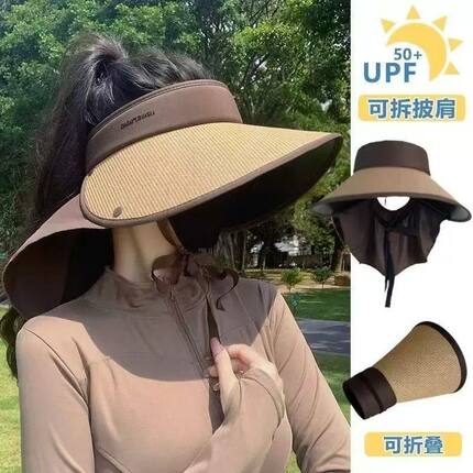 【玉米专享】防紫外线宝宝遮阳帽黑胶草帽大檐防晒帽女