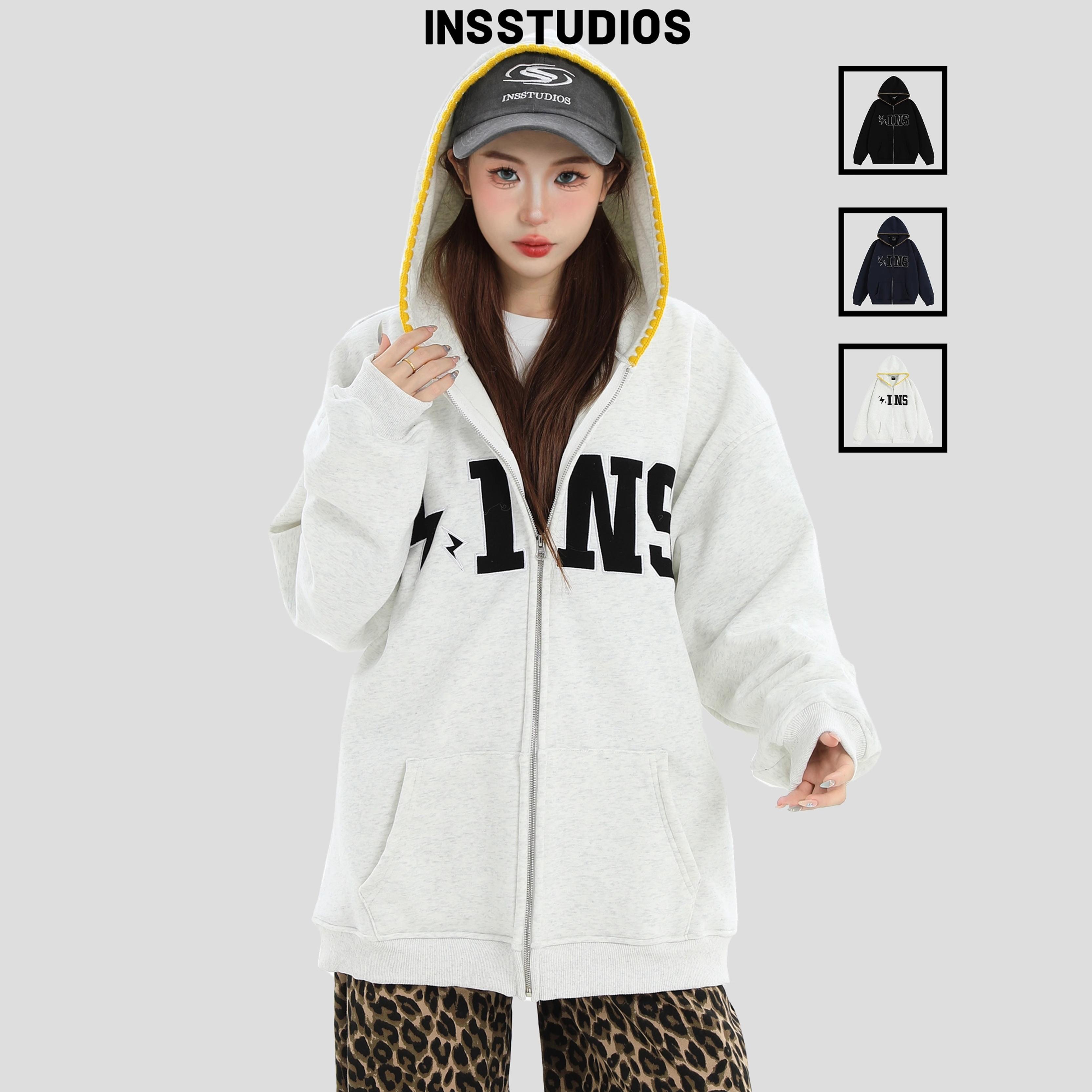 INSstudios大LOGO贴布绣开衫卫衣