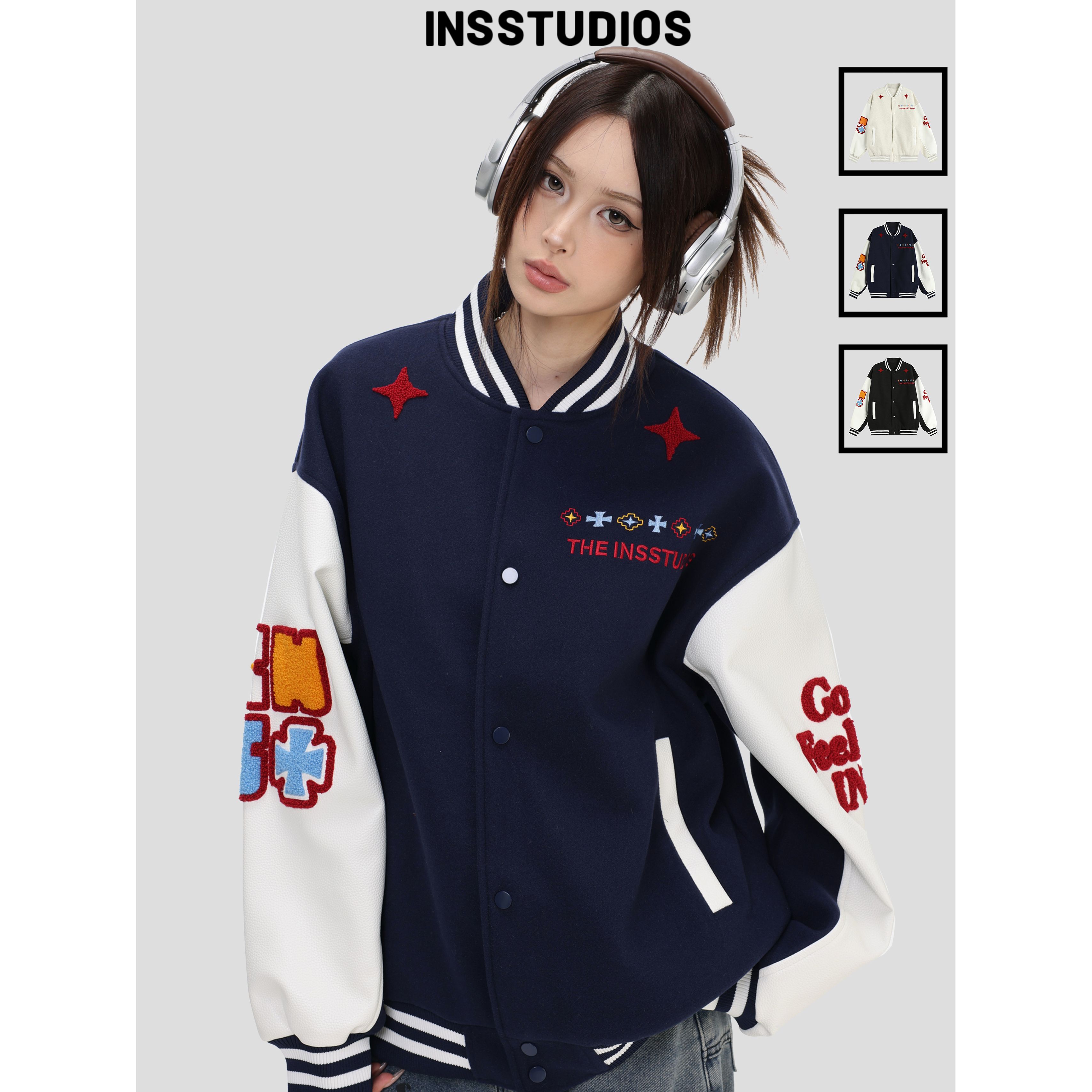 INSstudios「植绒毛巾绣棒球服」