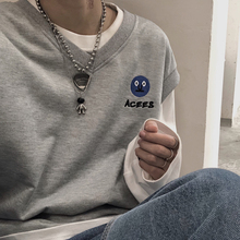 INSstudios.2020韩国ins复古潮流表情刺绣V领马甲外穿背心 男女潮
