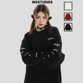 INSstudios 男 印花圆领卫衣宽松长袖 国潮牌情侣美式 字母LOGO排版