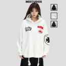 「毛巾刺绣LOGO连帽卫衣」宽松加绒上衣帽衫 INSstudios 国潮美式