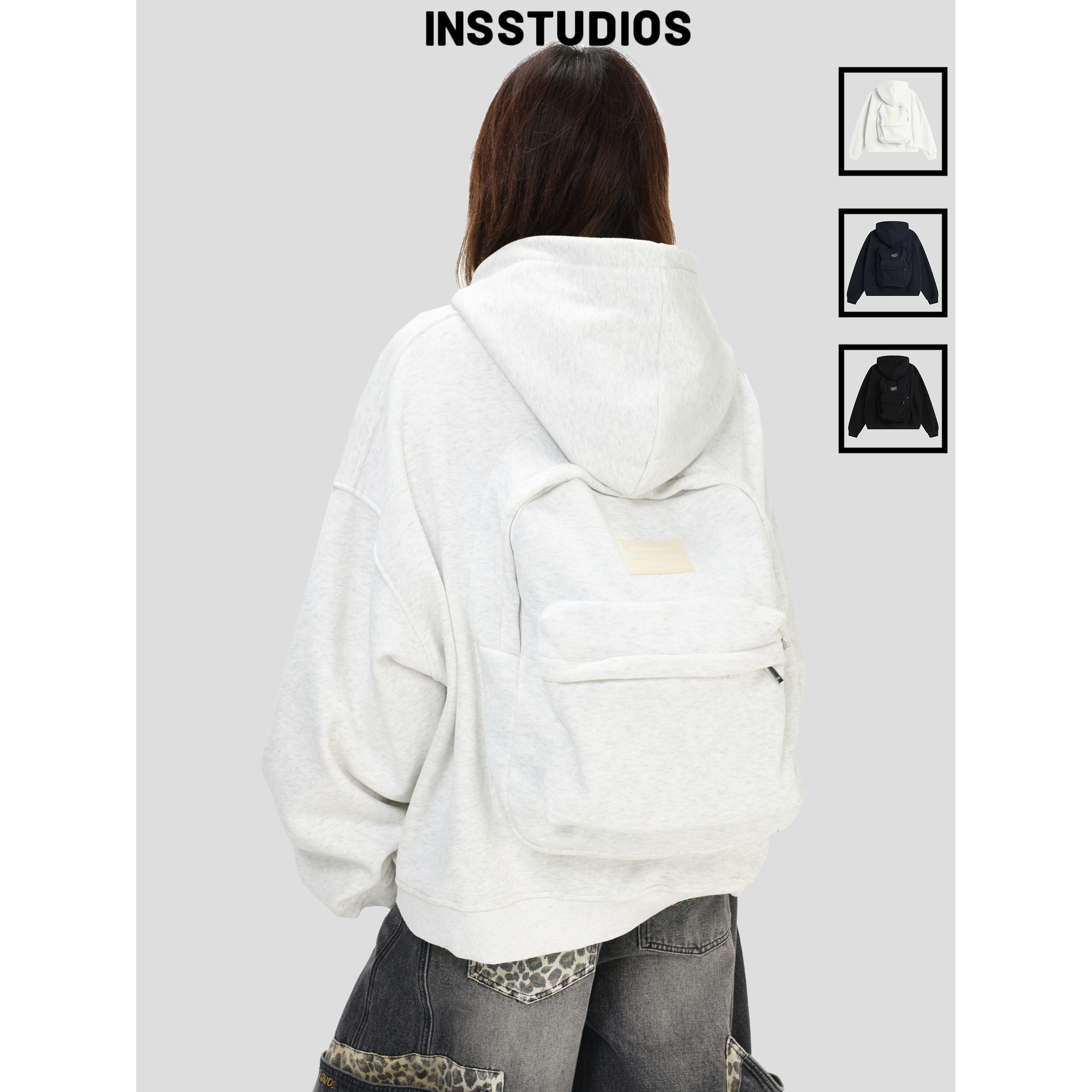 INSstudios「立体书包连帽卫衣」