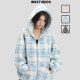 毛绒格子连帽开衫 INSstudios 国潮情侣美式 卫衣宽松春秋拉链外套