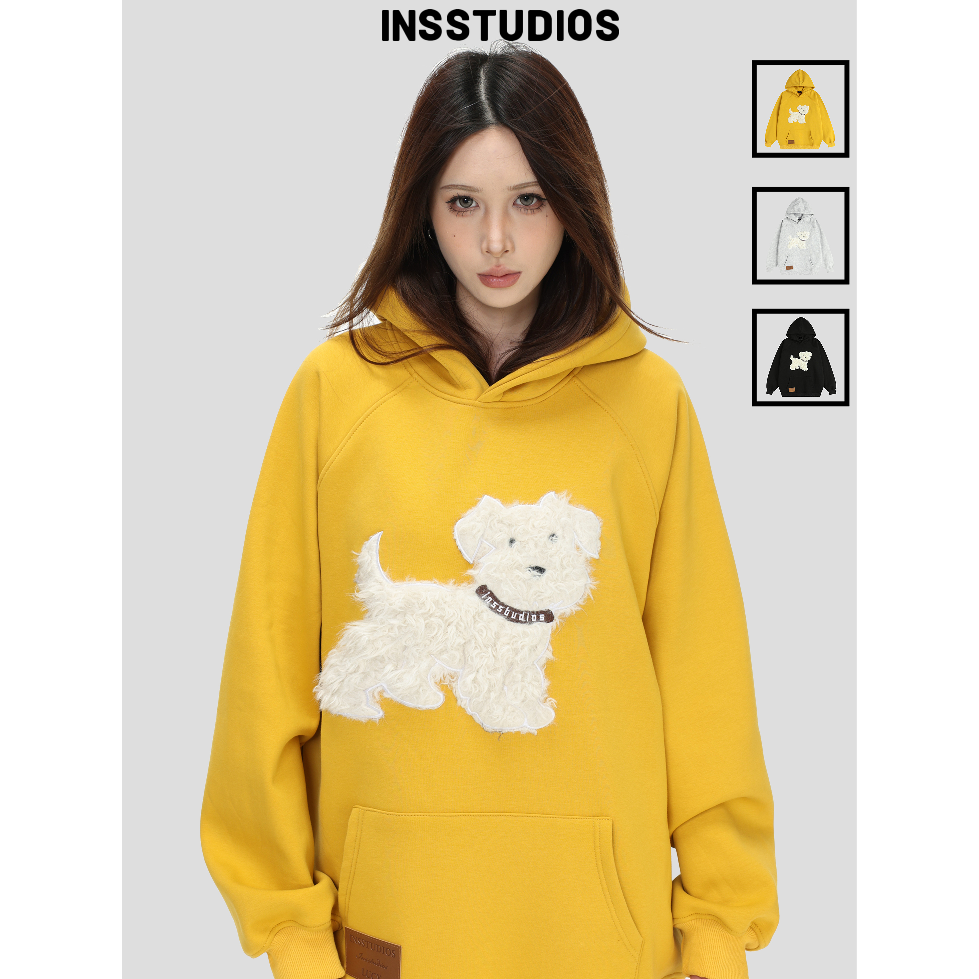 INSstudios「毛绒狗狗刺绣卫衣」