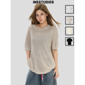 老钱松弛透气圆领上衣 「亚麻花纱」针织短袖 INSstudios 国潮美式