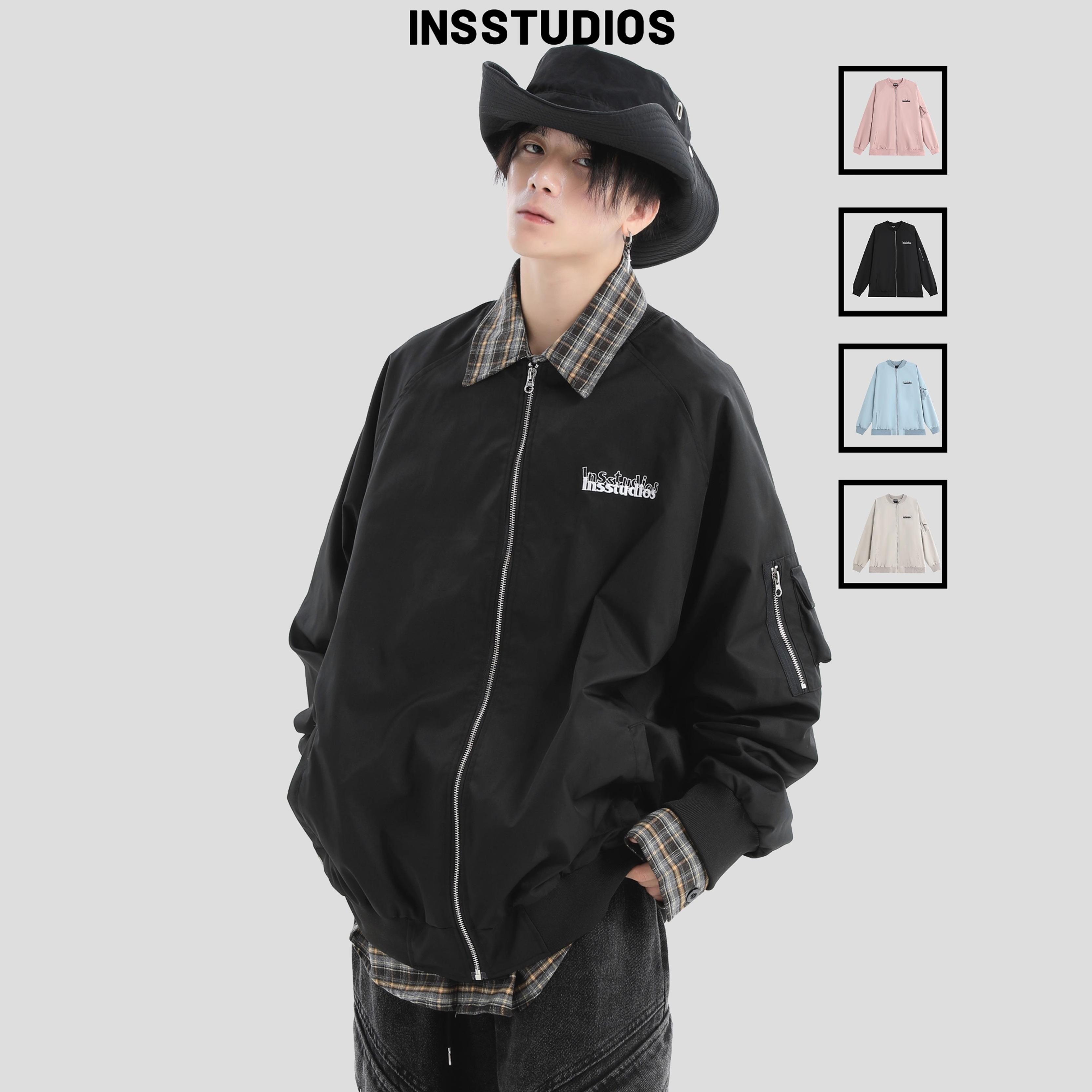 INSstudios刺绣重叠LOGO飞行服