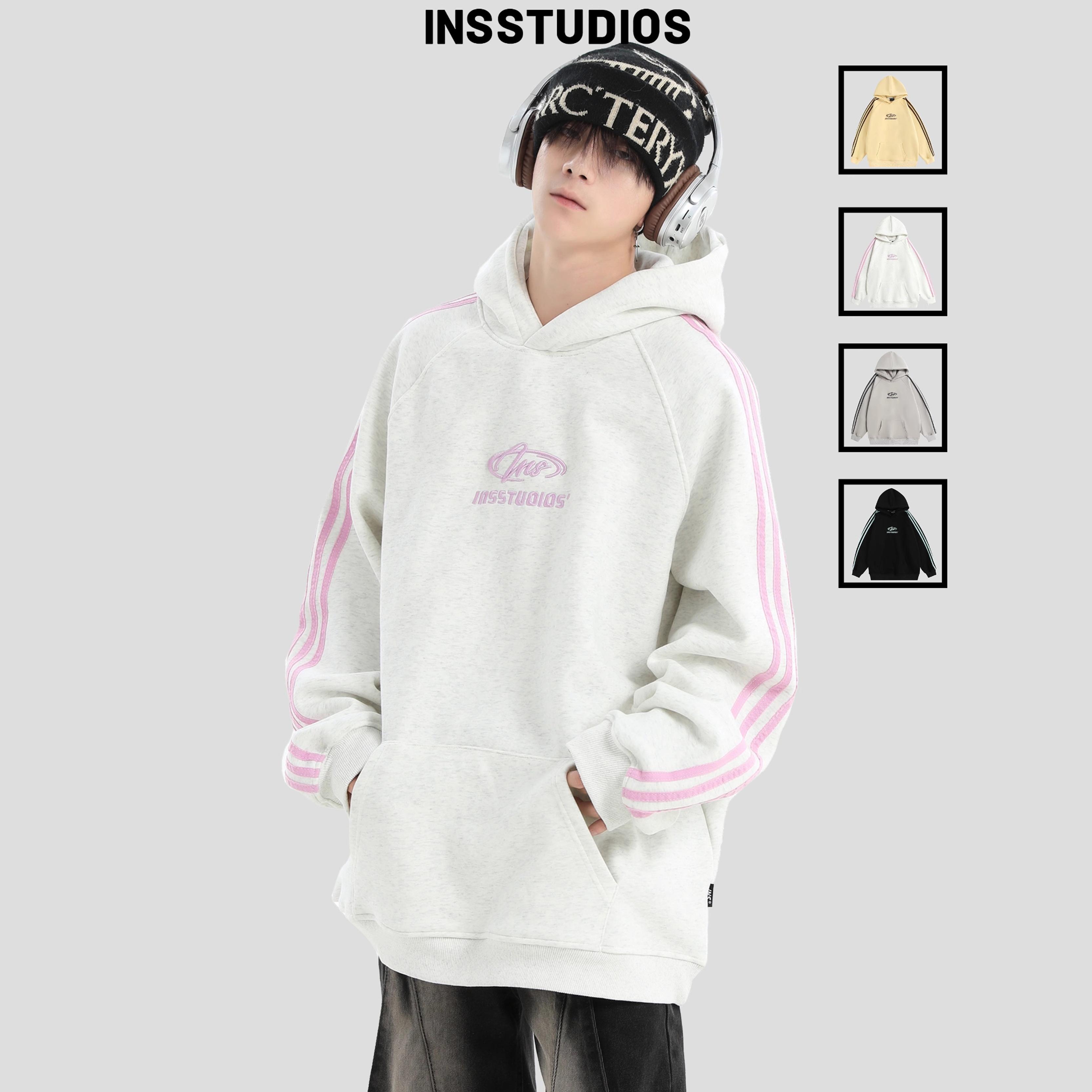 INSstudios刺绣插肩三条杠卫衣