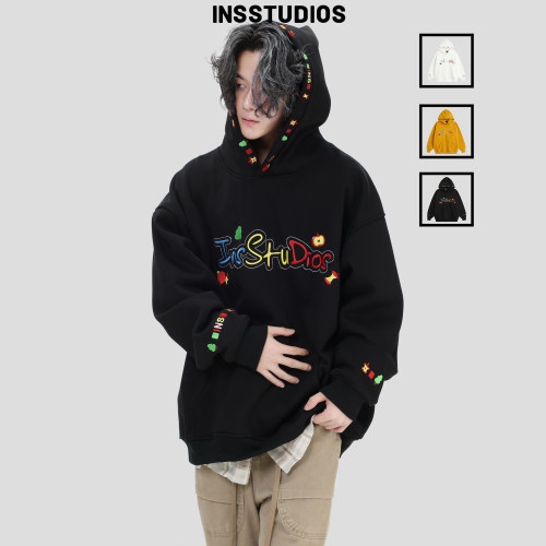 INSstudios多巴胺苹果刺绣卫衣