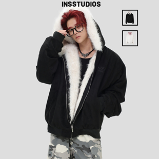 INSstudios 国潮牌「麂皮加厚保暖毛领座山雕」宽松棉衣夹棉外套