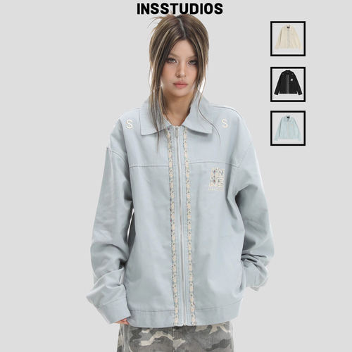 INSstudios复古织带LOGO工装夹克