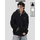 卫衣」加绒拉链外套 「珍珠钉珠满天星开衫 INSstudios 国潮牌美式