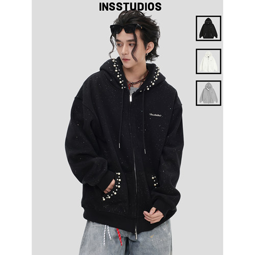 INSstudios珍珠钉珠满天星卫衣