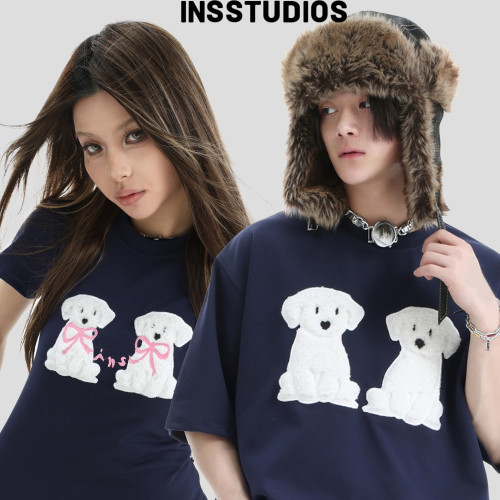 INSstudios可爱贴布绣小狗短袖