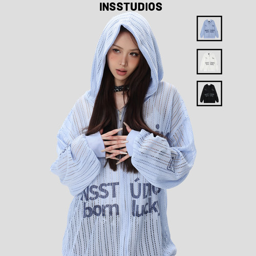 INSstudios镂空针织凉感防晒罩衫