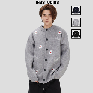 毛衣」宽松休闲百搭针织外套 「小狗刺绣开衫 INSstudios 国潮美式