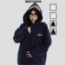 手写刺绣LOGO开衫 INSstudios国潮牌情侣美式 卫衣宽松加绒拉链外套