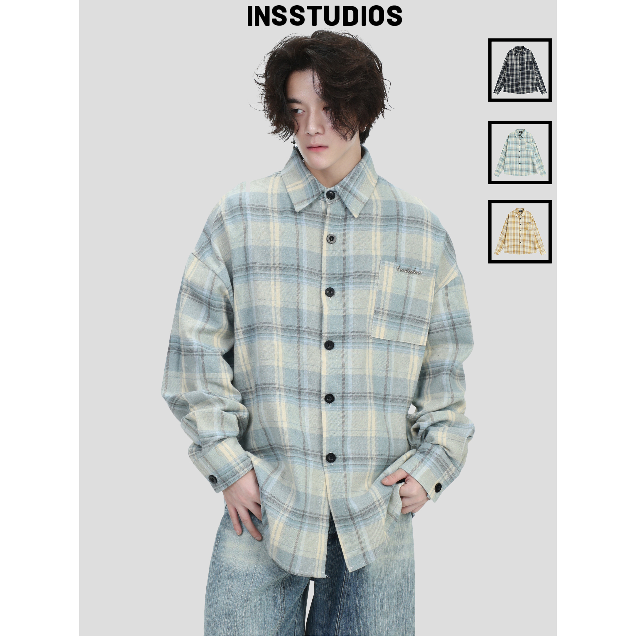 INSstudios「经典撞色格子衬衫」