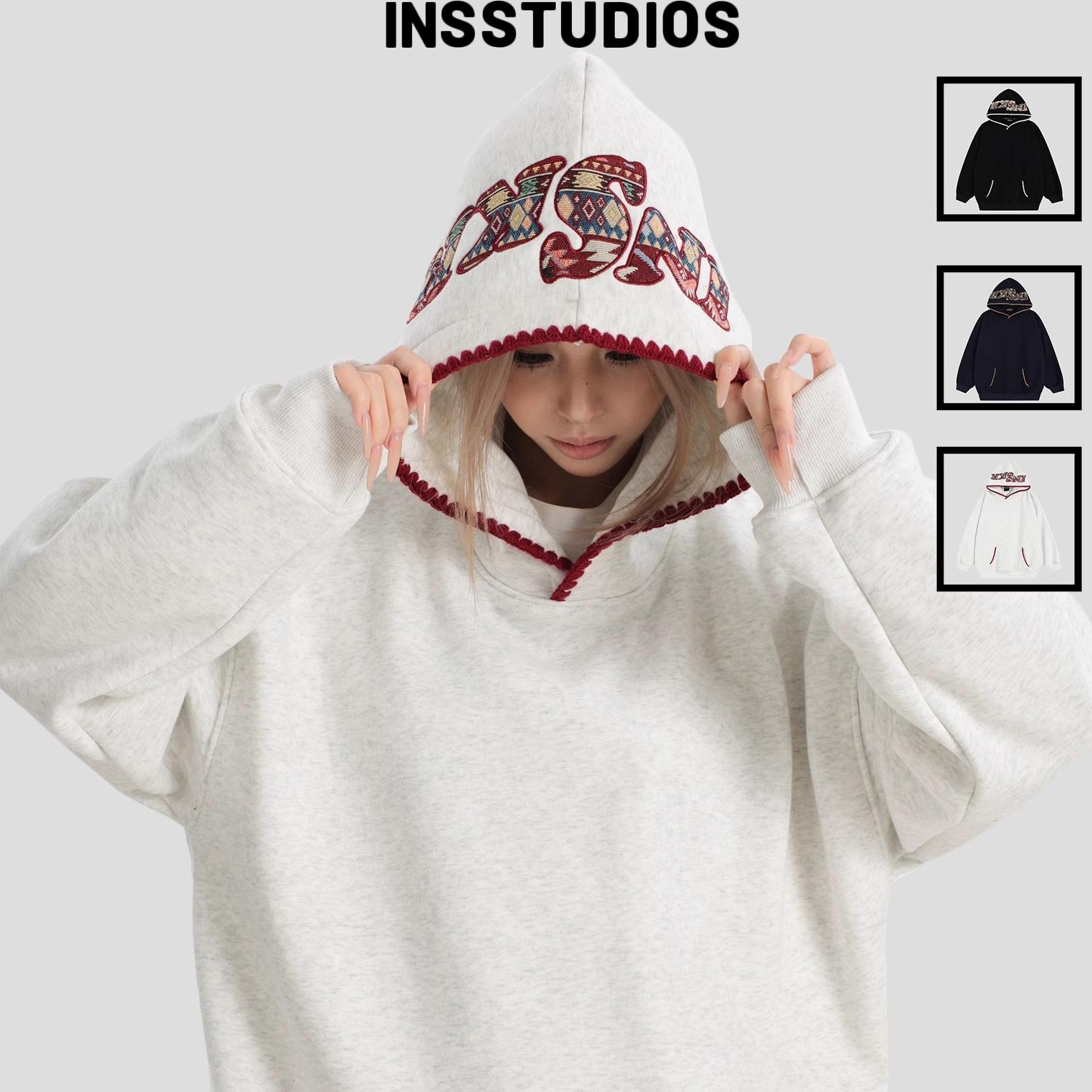 INSstudios贝壳贴布绣连帽卫衣