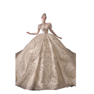 【耀世女王】2025新款奢华高定重工风婚纱新娘结婚主纱大拖尾