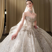 新娘结婚婚纱宫廷一字肩重工公主嫁衣拖尾 维纳斯女神 2025新款