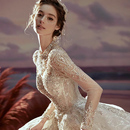 新娘结婚婚纱重工长袖 2025新款 宫廷公主风大拖尾主纱 银光月神