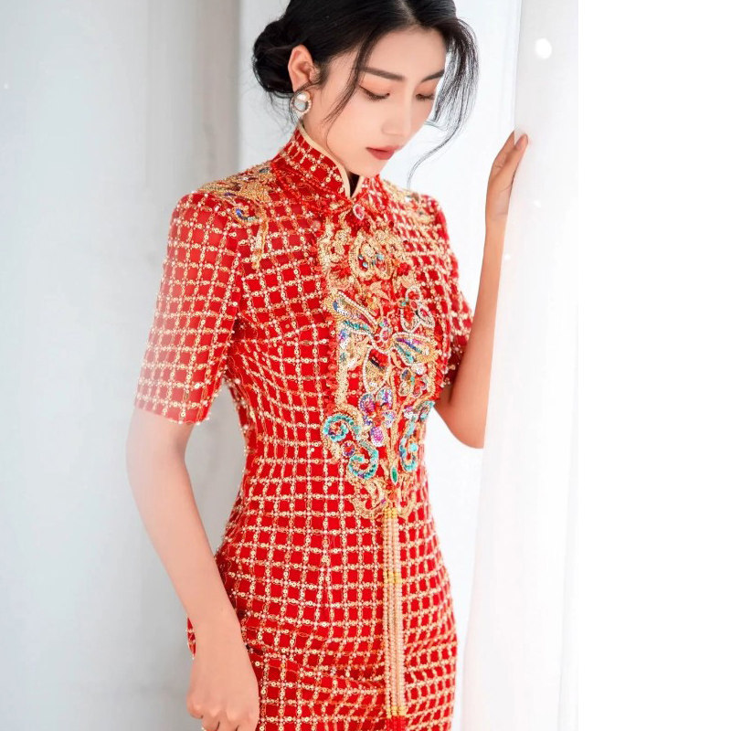 【金灵】2022新款秀禾服嫁衣中式婚纱出门礼服龙凤褂敬酒中长旗袍