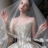 婚纱结婚新娘嫁衣重工缎面宫廷公主大拖尾主纱女 2025新款 告白
