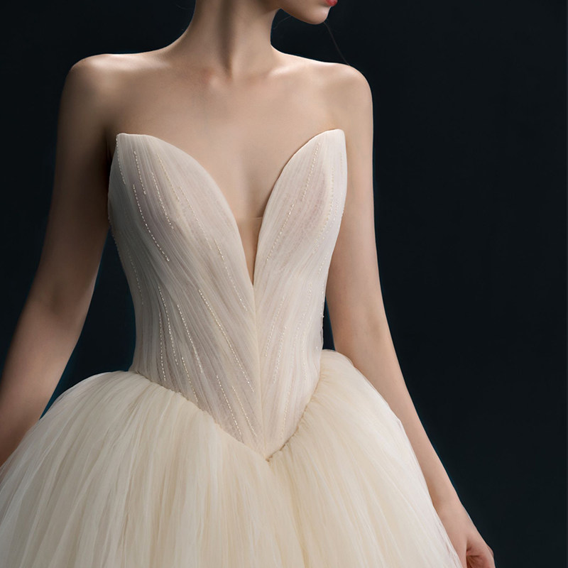 【霓裳】2020新款云朵齐地显瘦修身仙气森系婚纱礼服嫁衣简约欧式