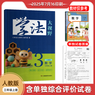 数学三3年级上册小学湖南教育出版 学法大视野人教版 社3年级上册数学学法大视野含答案数学同步辅导书单独试卷答案 正版 2025新版