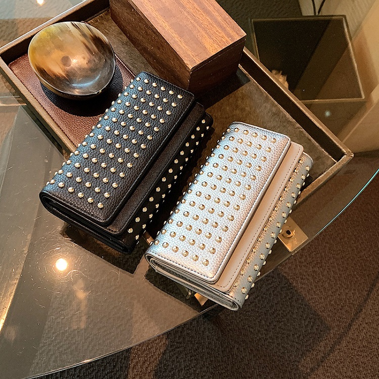 2025新款钮钉钱包女士长款大容量多卡位复古时尚高级质感折叠皮夹