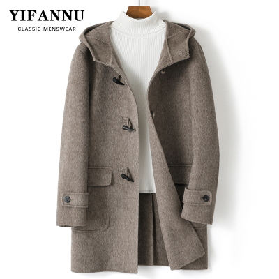 韩版连帽双面羊毛大衣外套男风衣