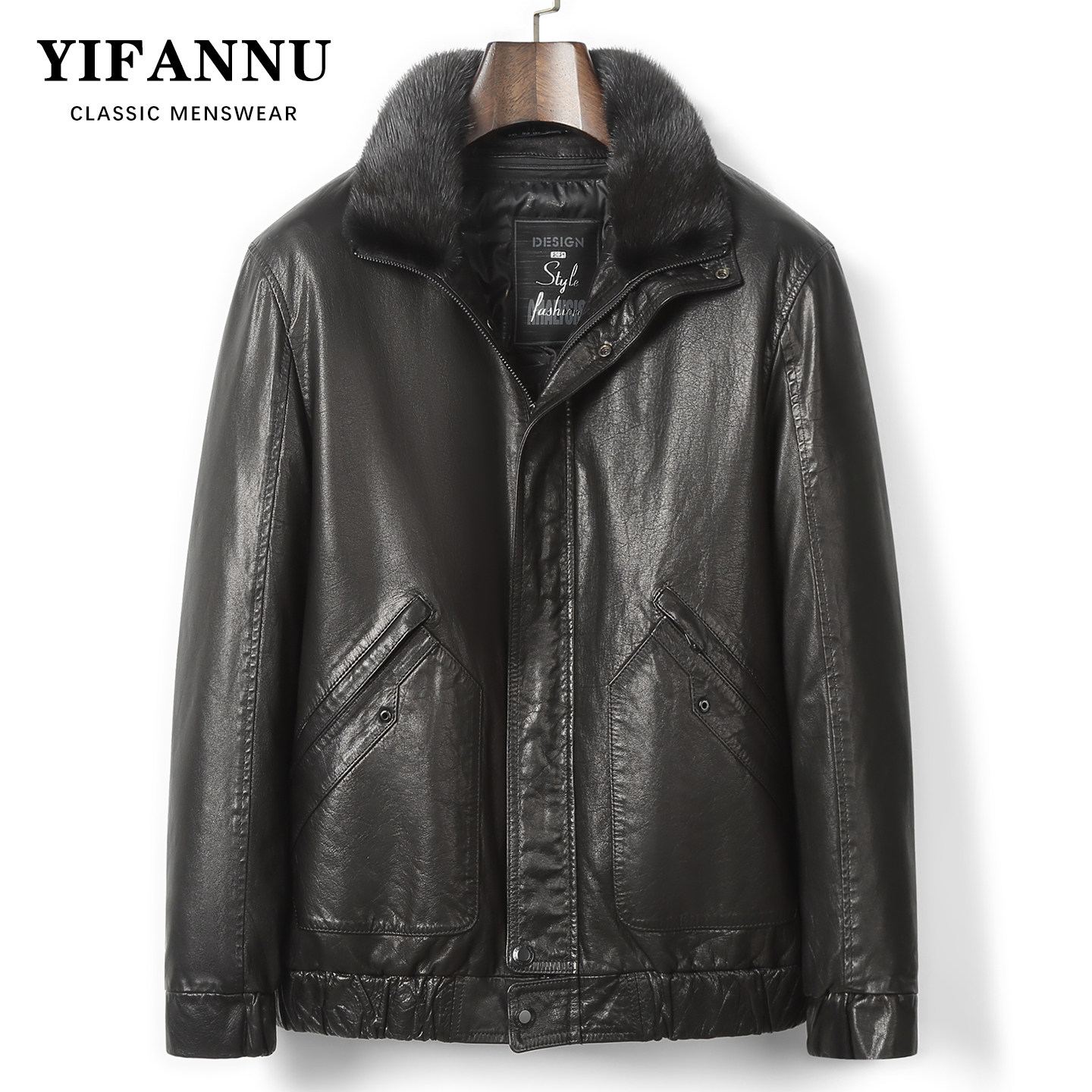 新款真皮皮衣羽绒服男纯牛皮夹克脱卸内胆水貂毛翻领保暖加厚外套,男装,皮衣,淘宝优惠券,粉丝福利购,淘宝优惠卷