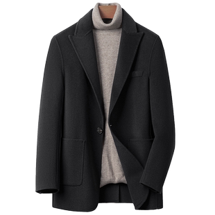 秋冬100%羊毛双面呢西服男士修身短款毛呢西装无羊绒呢子外套韩版