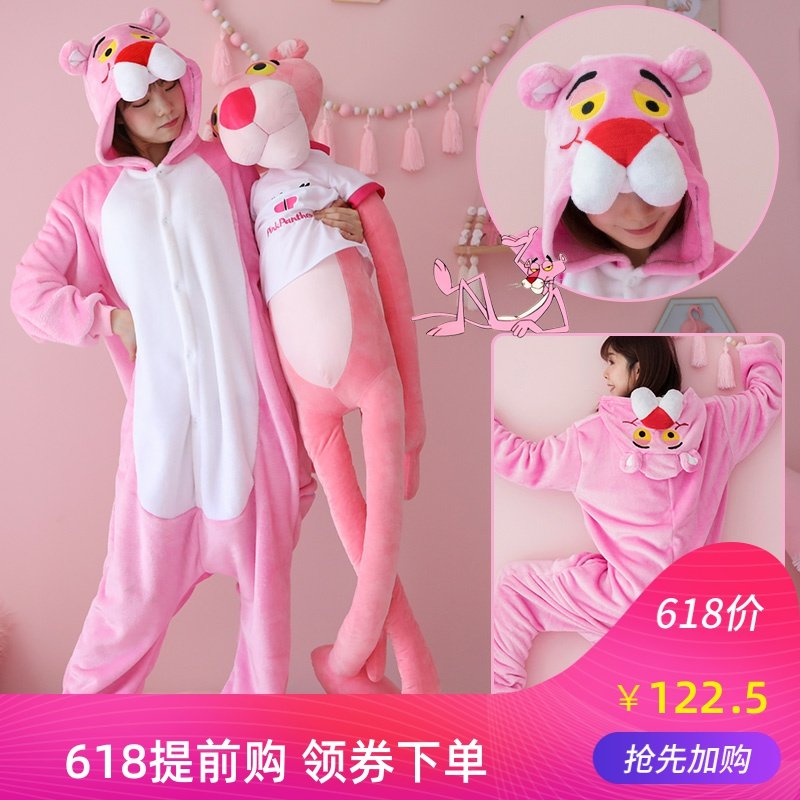 睡衣男个性潮搞怪卡通可爱青少年连体情侣毛毛睡衣少女秋冬款