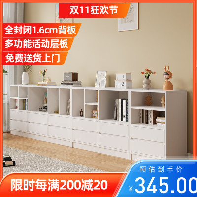 矮柜书架落地置物架一体靠墙书柜储物柜书桌收纳儿童阅读可移动