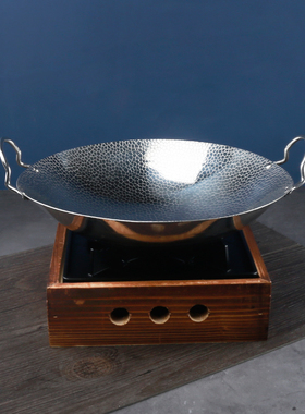 商用不锈钢小火锅圆底酒精炉不粘干锅炉饭店麻辣香锅仔小炒肉专用